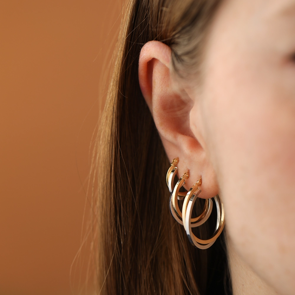Elara S Yellow and White Gold Hoop Earrings - 3