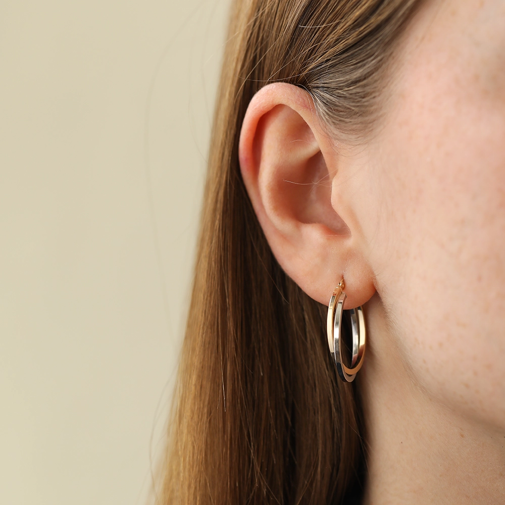 Elara S Yellow and White Gold Hoop Earrings - 2