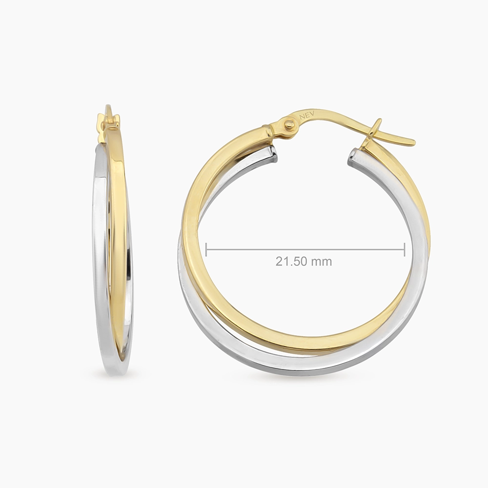 Elara S Yellow and White Gold Hoop Earrings - 4