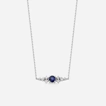 Emilie 0.60 CT Sapphire and Diamond White Gold Necklace - Nev Jewellery (1)