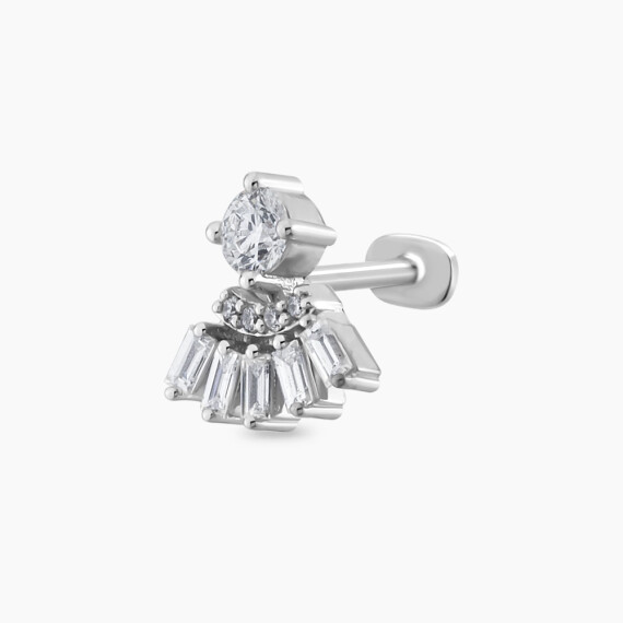 Enif 0.37 CT Baguette Cut Diamond White Gold Piercing - Nev Jewellery