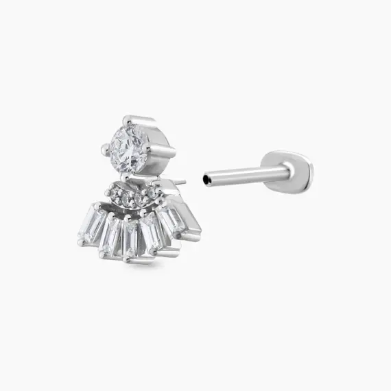 Enif 0.37 CT Baguette Cut Diamond White Gold Piercing - 4