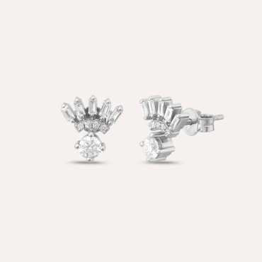 Enif 0.58 CT Baguette Cut Diamond White Gold Earring - Nev Jewellery