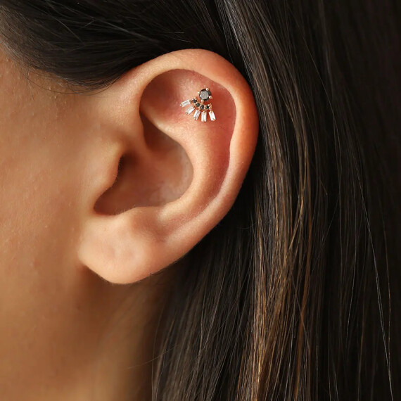 Enif Black Diamond Rose Gold Piercing - Nev Jewellery