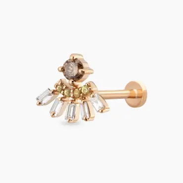 Enif Yellow Sapphire and Baguette Cut Diamond Rose Gold Piercing - Nev Jewellery (1)