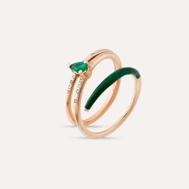 Eos 0.21 CT Emerald and Diamond Green Enamel Ring - Nev Jewellery (1)