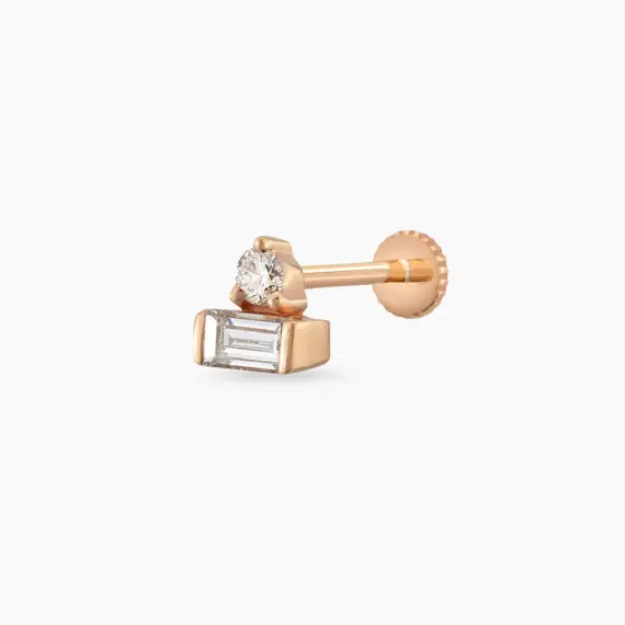Eva Baguette Cut Diamond Rose Gold Piercing - 2