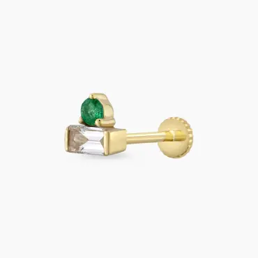 Eva Emerald and Diamond Yellow Gold Piercing - Nev Jewellery (1)