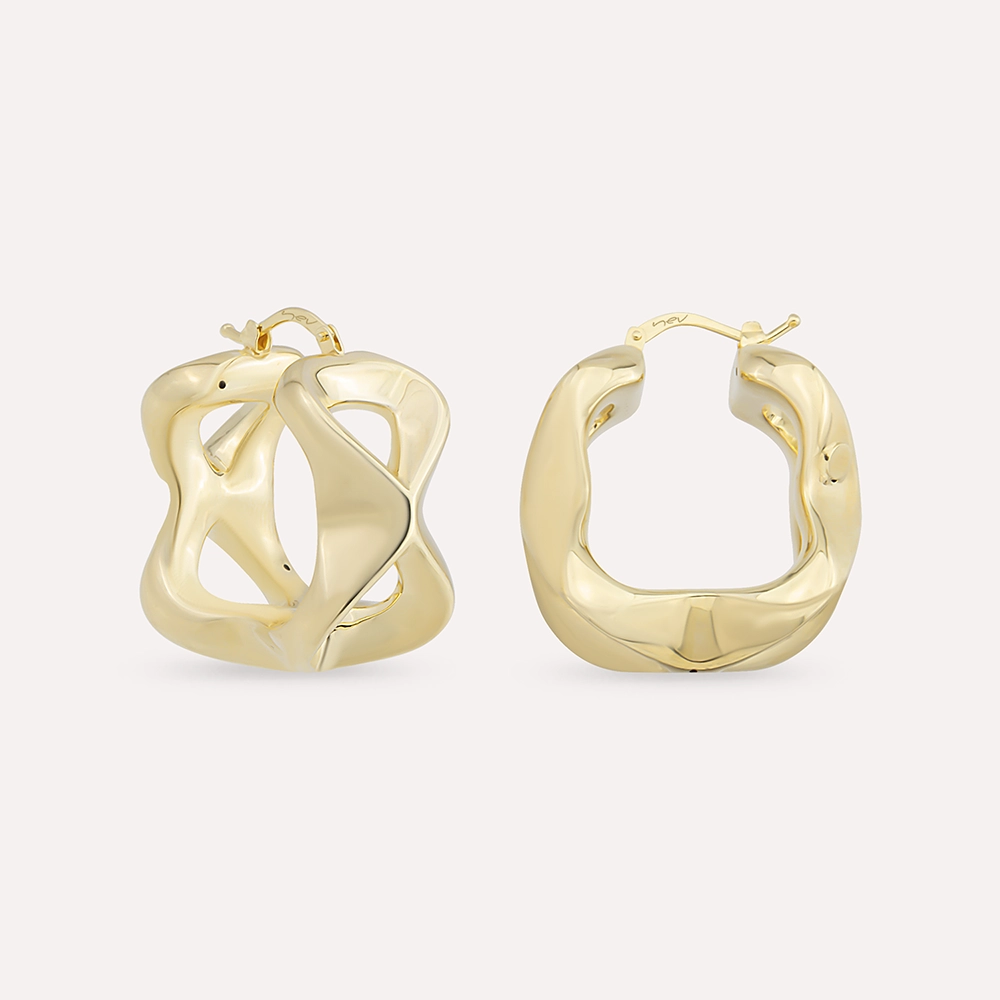 Evolve Yellow Gold Italian Hoop Earring - Nev Jewellery (1)
