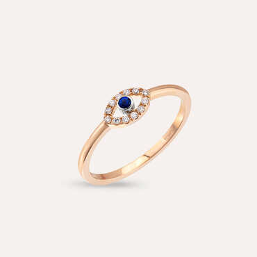 Eye 0.11 CT Sapphire and Diamond Rose Gold Ring - Nev Jewellery