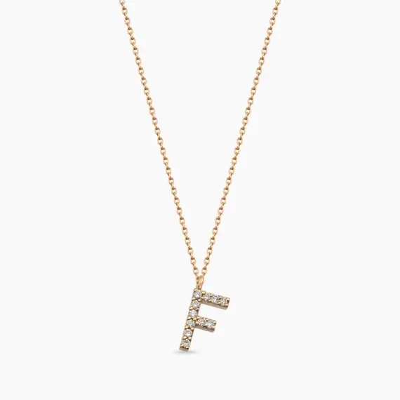 F Letter 0.07 CT Diamond Rose Gold Necklace - 1