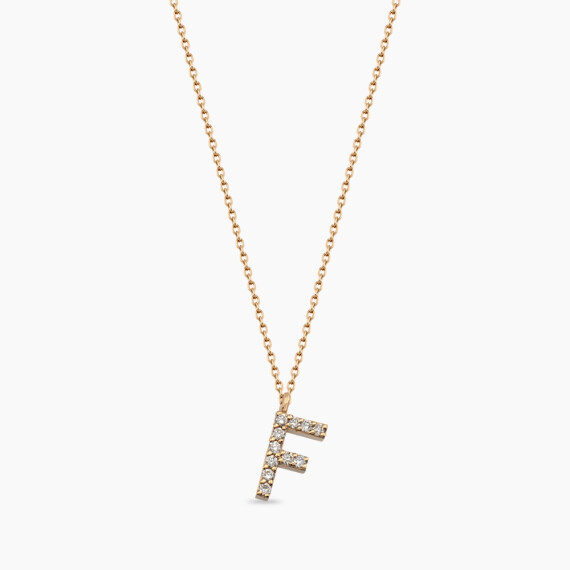 F Letter 0.07 CT Diamond Rose Gold Necklace - Nev Jewellery