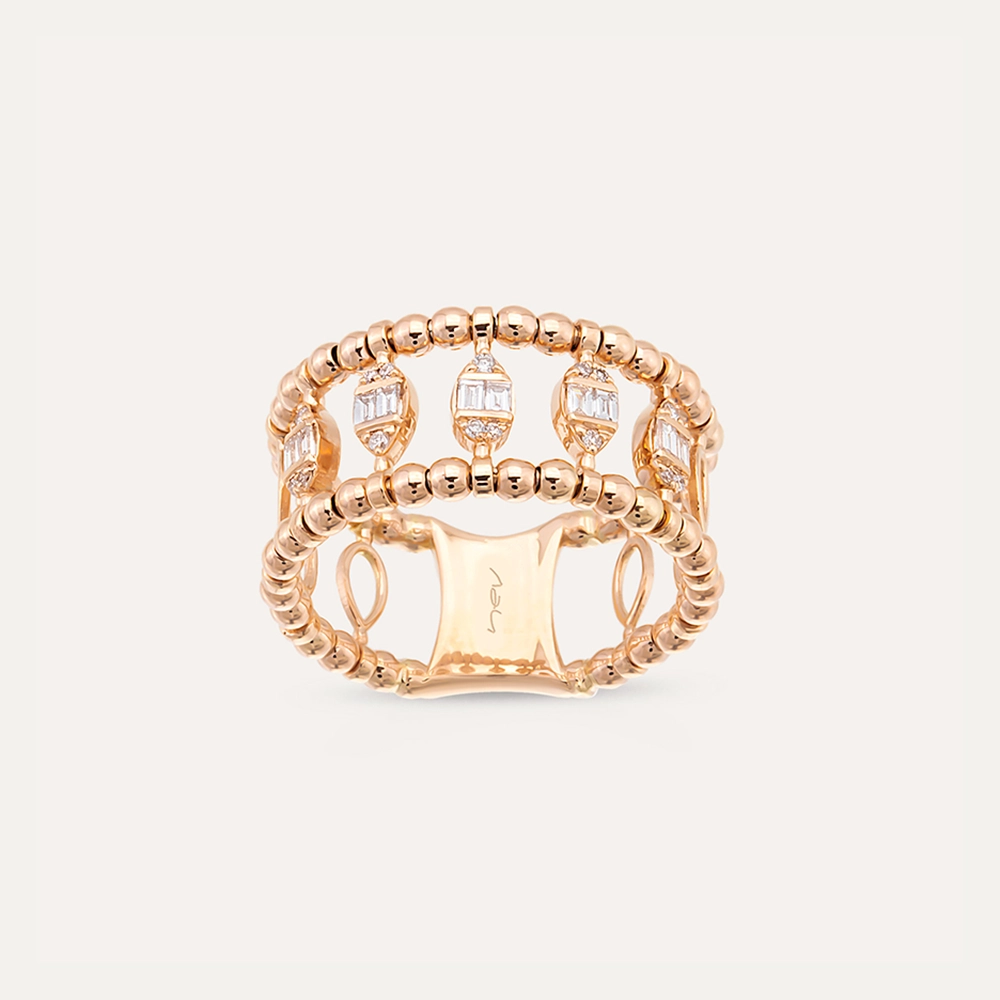 Feather 0.21 CT Baguette Cut Diamond Rose Gold Ring - Nev Jewellery (1)