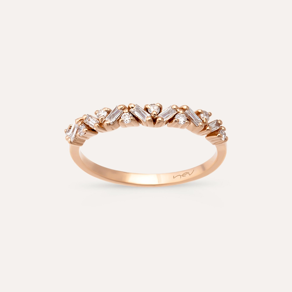 Fides Rose 0.20 CT Baguette Cut Diamond Rose Gold Ring - 1