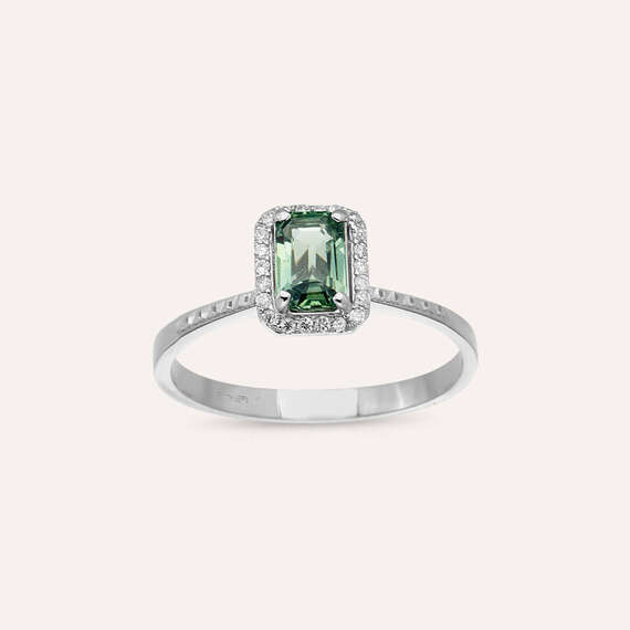 Fiona 0.83 CT Green Sapphire and Diamond White Gold Ring - 1