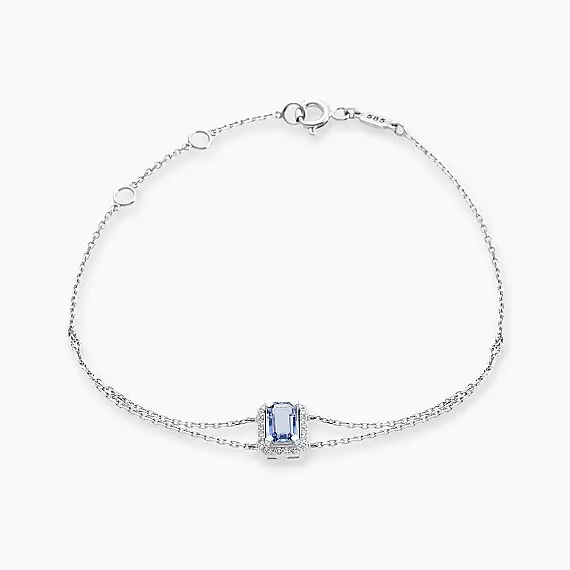 Fiona Blue Sapphire and Diamond White Gold Bracelet - 1