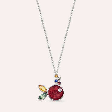 Fish 0.47 CT Multicolor Sapphire and Red Enamel Necklace - Nev Jewellery