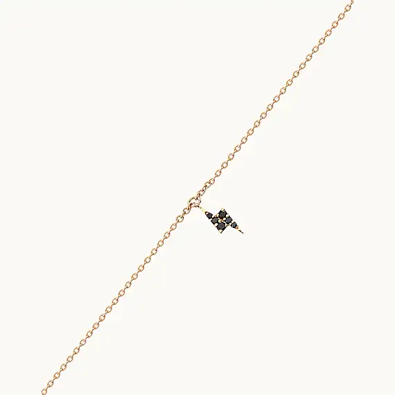Flash Black 0.07 CT Black Diamond Rose Gold Anklet - 3