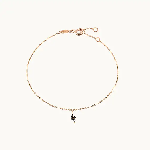 Flash Black 0.07 CT Black Diamond Rose Gold Anklet - 1