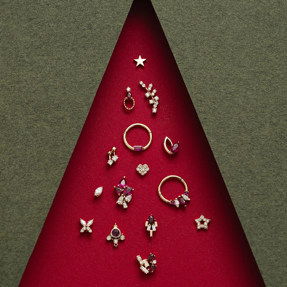 Flores Ruby and Diamond Rose Gold Piercing - 5