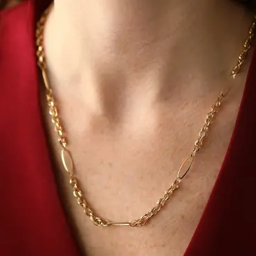 Fusio Yellow Gold Italian Necklace - Nev Jewellery (1)