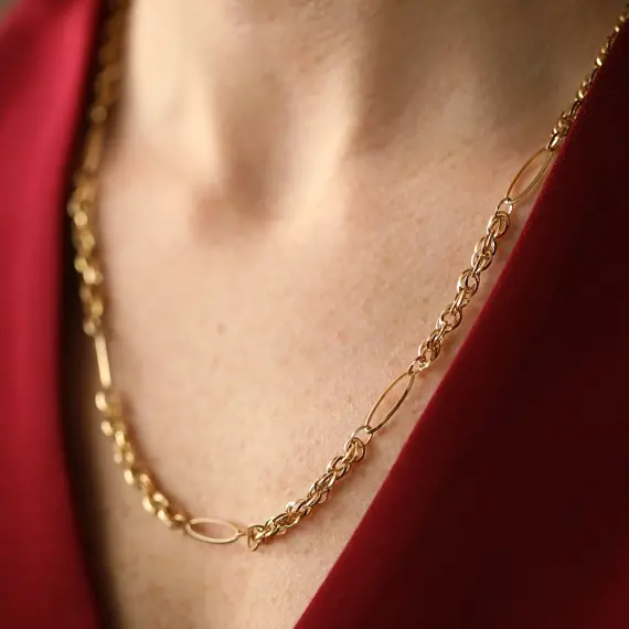 Fusio Yellow Gold Italian Necklace - 3