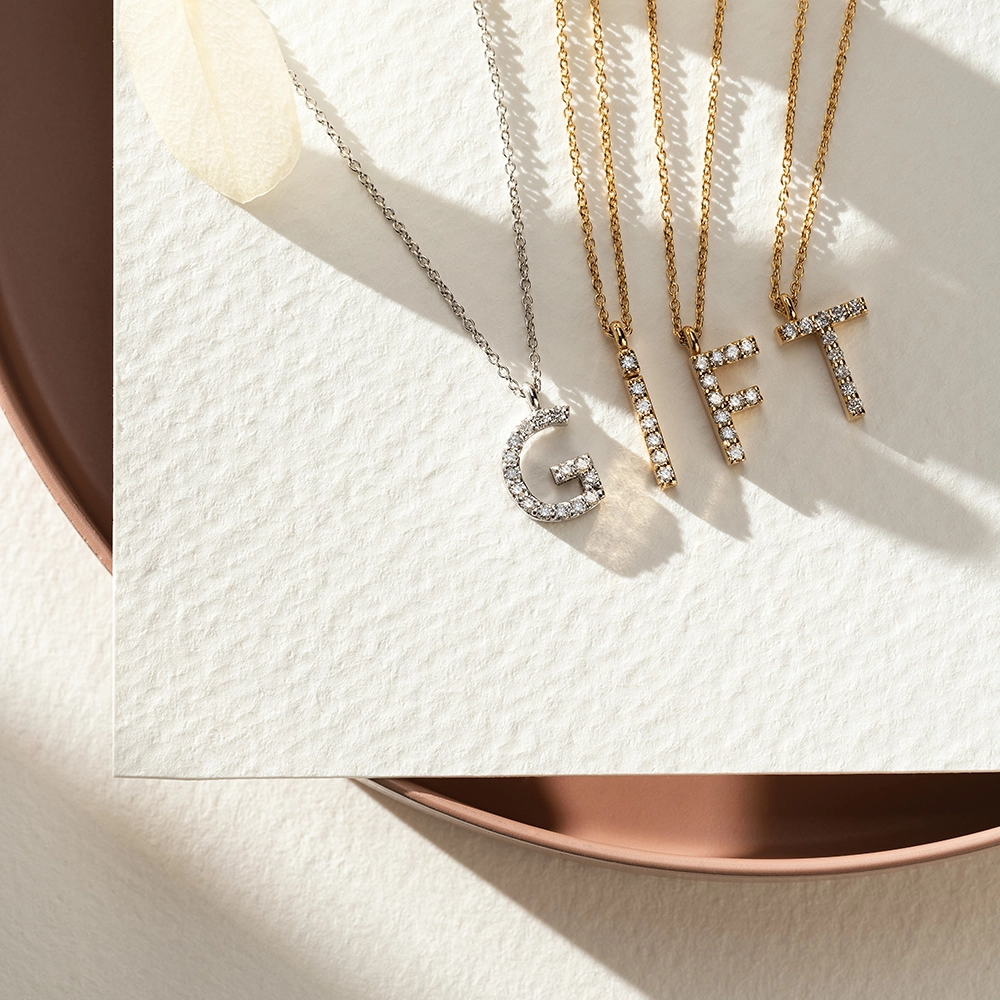 G Letter 0.10 CT Diamond White Gold Necklace - 4