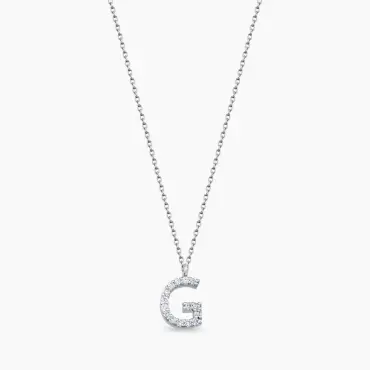 G Letter 0.10 CT Diamond White Gold Necklace - Nev Jewellery (1)