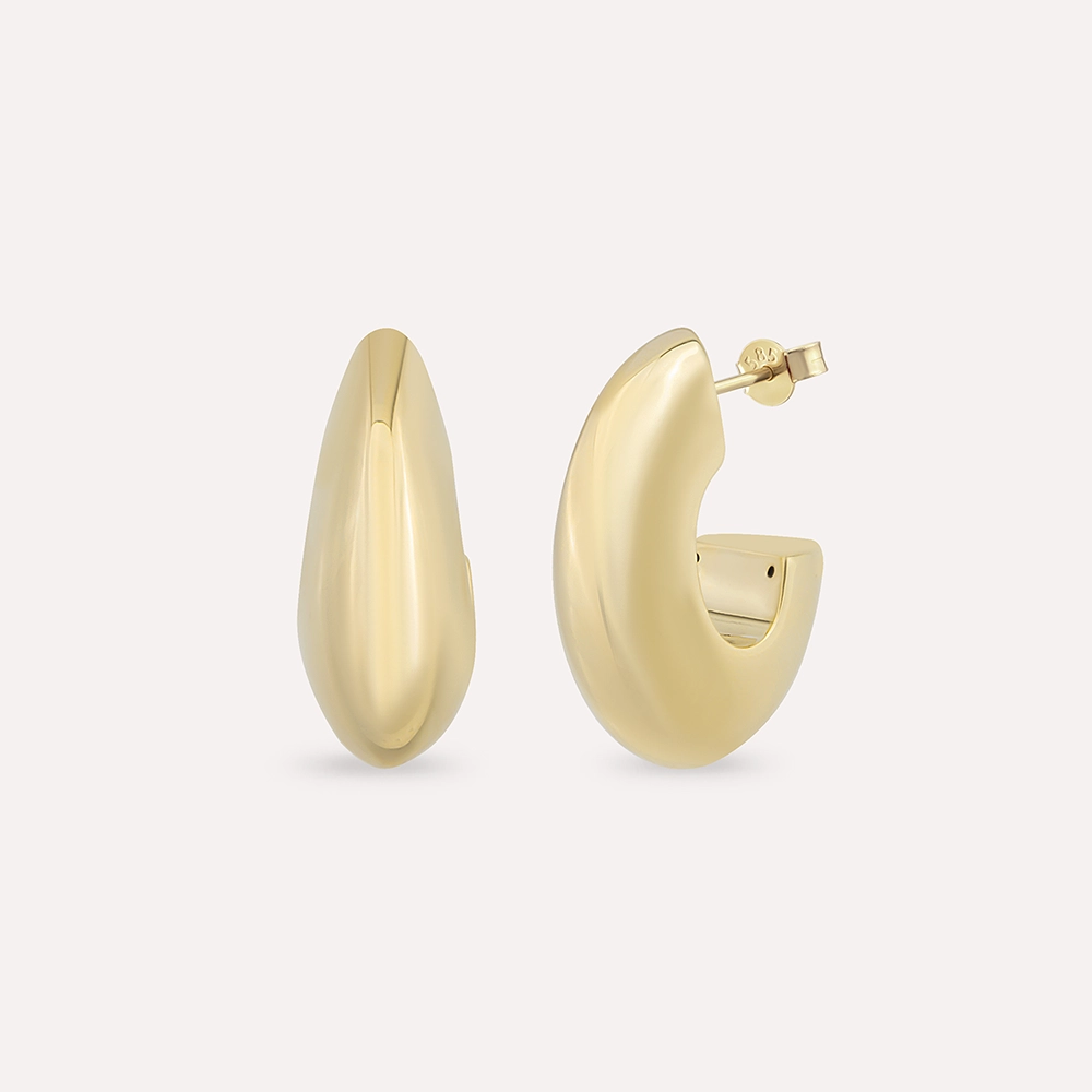 Glide Yellow Gold Italian Earring - Nev Jewellery (1)