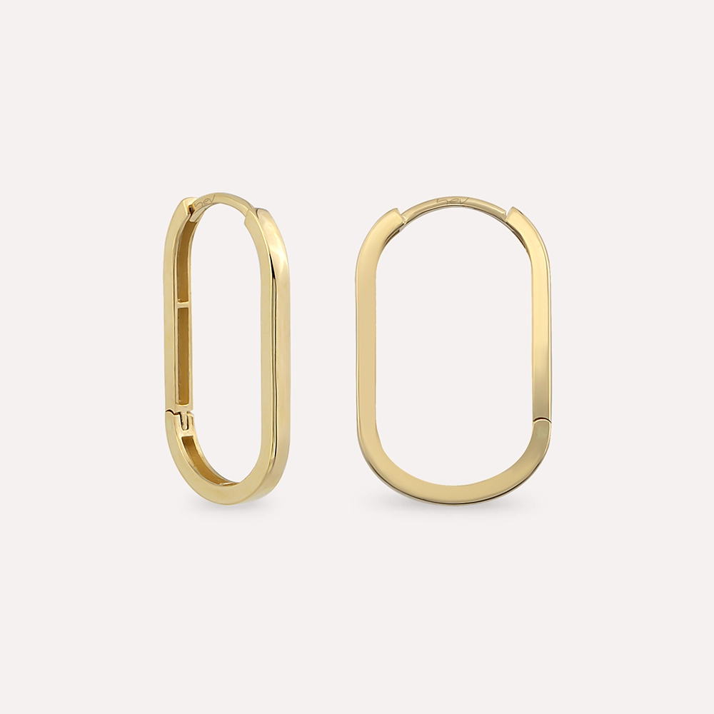 Yellow Gold Oval Earring - Nev Jewellery (1)