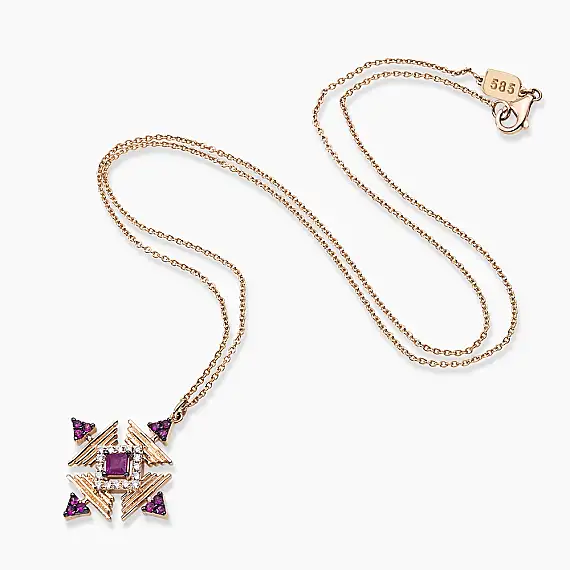 Gredi 0.59 CT Ruby and Diamond Pendant - 3
