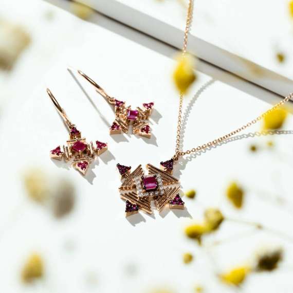 Gredi 0.59 CT Ruby and Diamond Pendant - 2