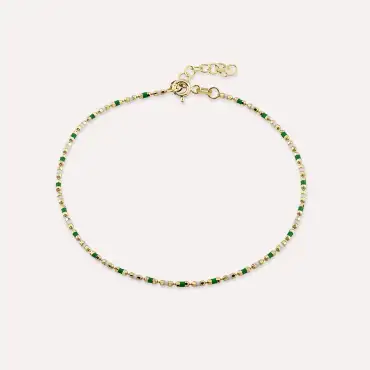 Green and White Enamel Yellow Gold Golf Bracelet - Nev Jewellery (1)