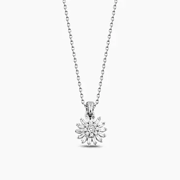 Güneş 0.22 CT Baguette Cut Diamond White Gold Pendant - Nev Jewellery (1)