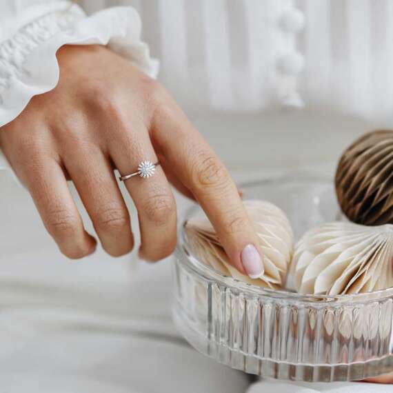 Güneş 0.25 CT Baguette Cut Diamond White Gold Ring - 5