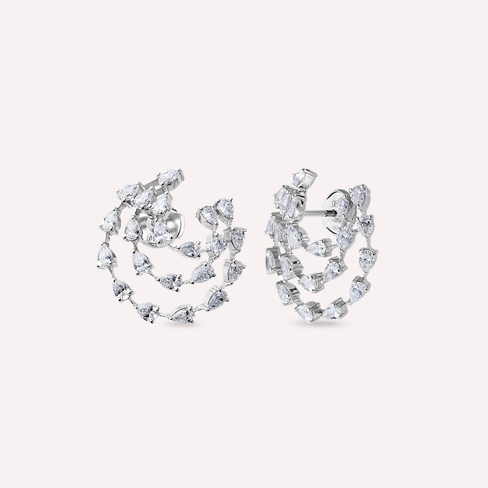 Gwen 2.75 CT Pear Cut Diamond White Gold Earring - Nev Jewellery (1)