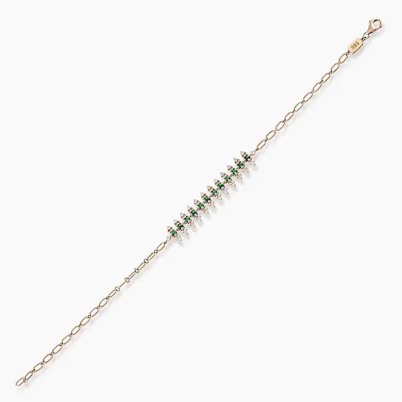 Halley 0.87 CT Diamond and Emerald Bracelet - 3