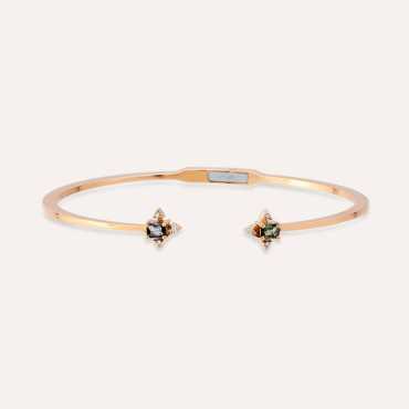 Halleystar 0.54 CT Diamond and Sapphire Cuff Bangle - Nev Jewellery (1)