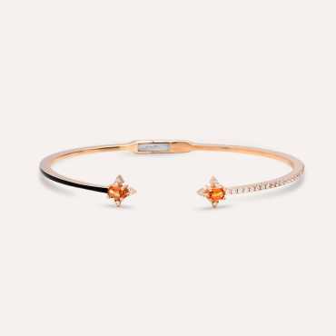 Halleystar 0.92 CT Diamond, Orange Sapphire and Black Enamel Bracelet - Nev Jewellery