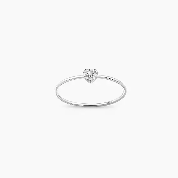 Hearts 0.05 CT Diamond White Gold Ring - 3