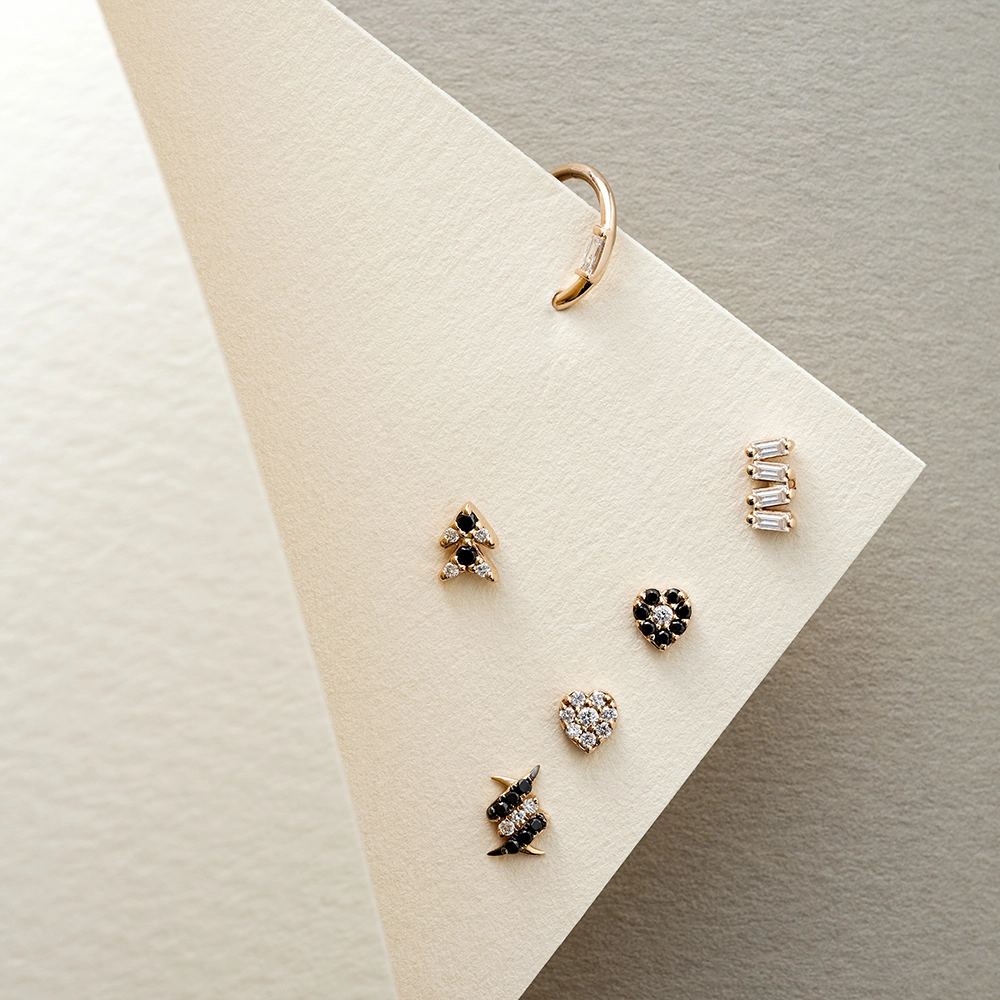 Hearts 0.06 CT Black Diamond Mini Single Earring - 3