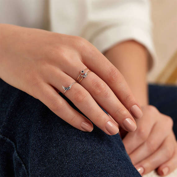 Hearts 0.07 CT Blue Sapphire and Diamond Ring - 1