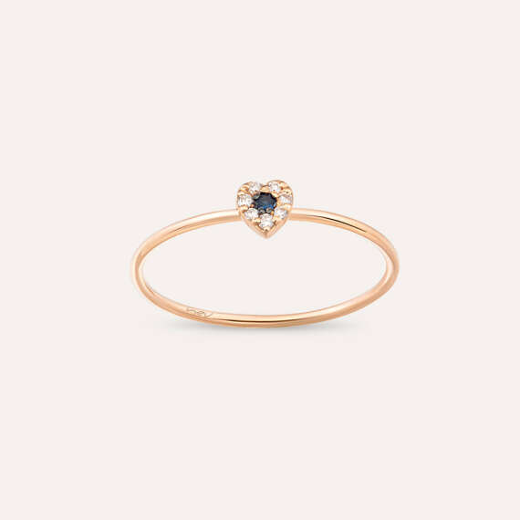 Hearts 0.07 CT Blue Sapphire and Diamond Ring - 2