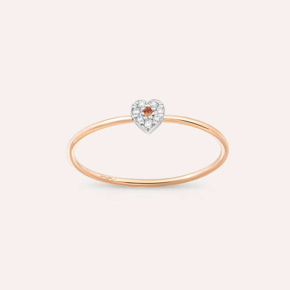 Hearts 0.07 CT Orange Sapphire and Diamond Ring - 2