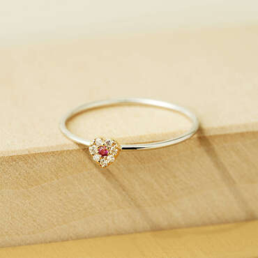 Hearts 0.07 CT Pink Sapphire and Diamond Ring - Nev Jewellery