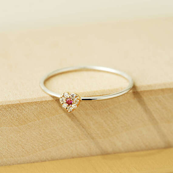 Hearts 0.07 CT Pink Sapphire and Diamond Ring - 1