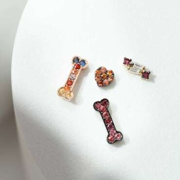 Hearts 0.11 CT Orange Sapphire White Gold Mini Single Earring - Nev Jewellery (1)