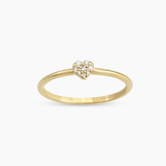 Hearts Diamond Yellow Gold Ring - Nev Jewellery