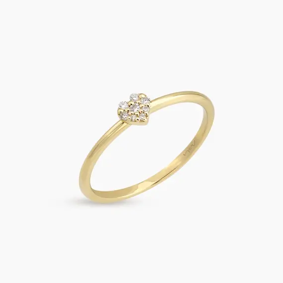 Hearts Diamond Yellow Gold Ring - 3