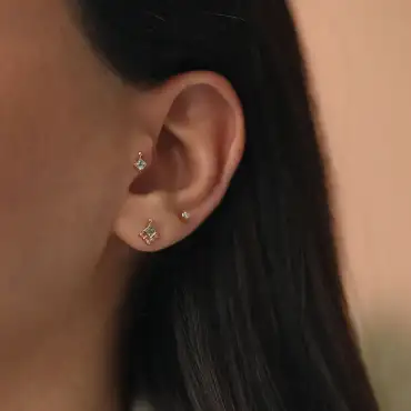 Henna Green Sapphire Rose Gold Single Earring - Nev Jewellery (1)